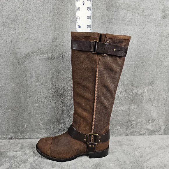 UGG Australia W Dree Boots womens 7.5 suede leather knee high harness - Picture 7 of 12